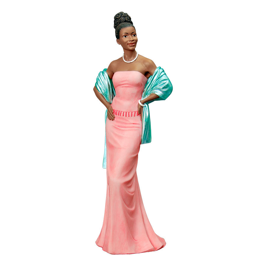 Vogue Lady Figurine in Pink & Green - Elegant Home Décor by Positive Image Gifts, 13.75"