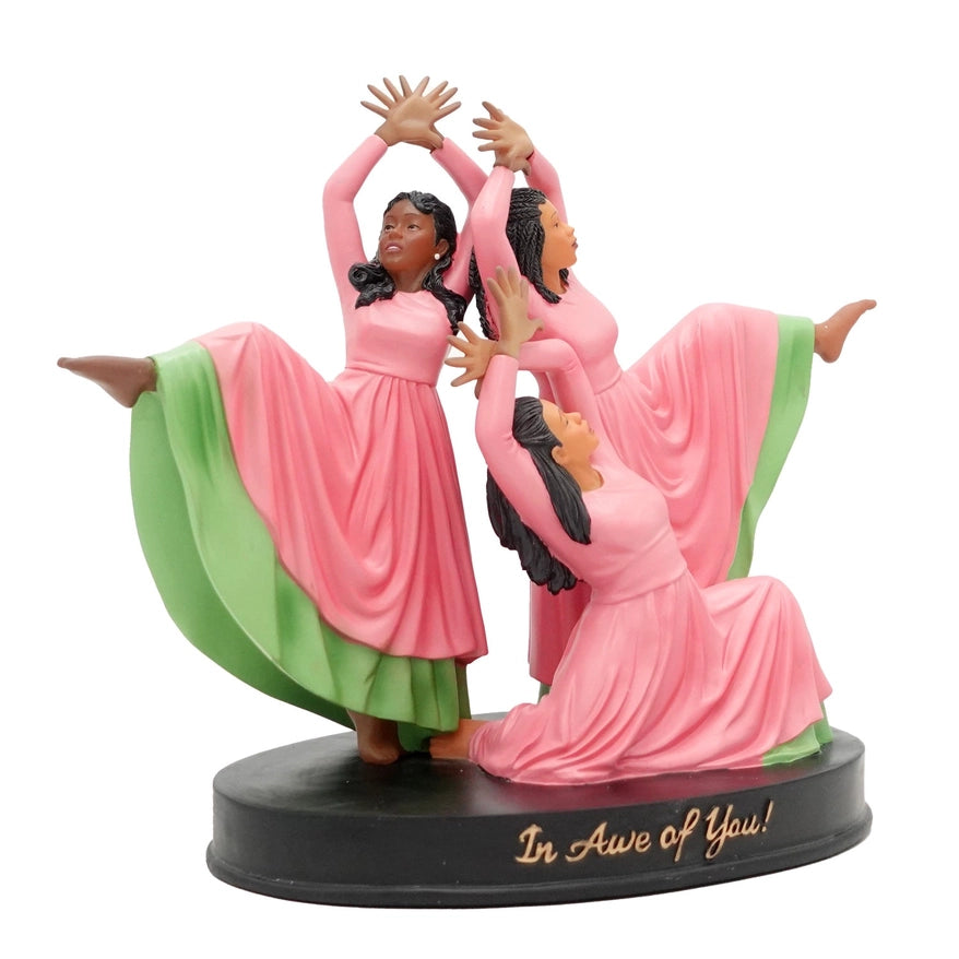 In Awe of You Figurine - Exquisite Pink and Green Decor by African American Expressions for Alpha Kappa Alpha Enthusiasts