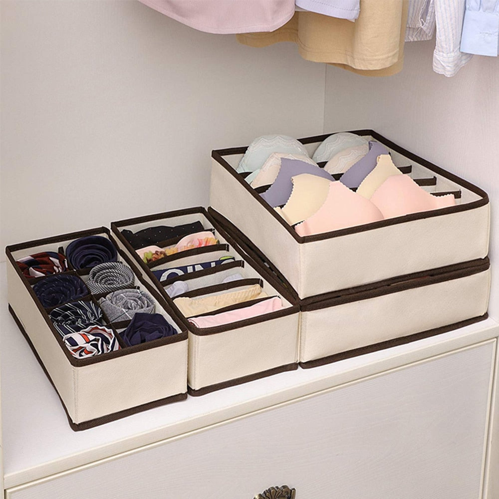 Multi-size Foldable Storage Boxes Underwear Closet Drawer Divider Lidded Closet Organizer Storage Box For Ties Socks Bra Bedroom