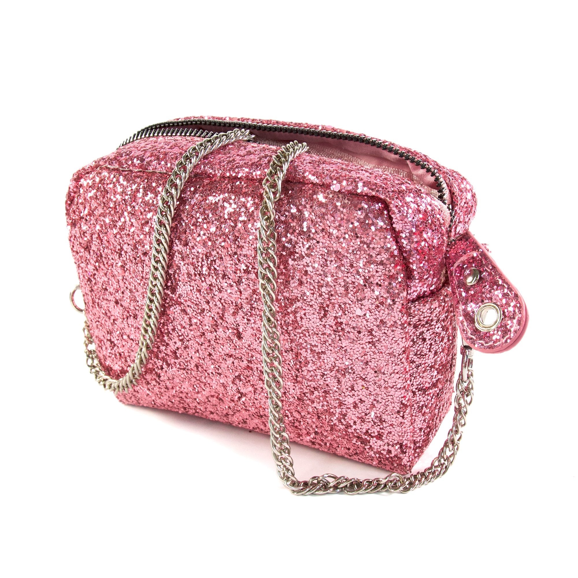Sparkle On-The-Go: Glitter Crossbody Handbag in Pink or Hot Pink