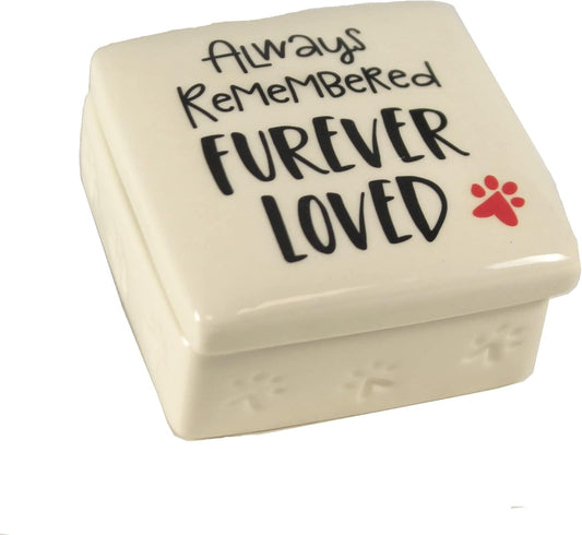 Enesco Our Name is Mud Pet Bereavement Keepsake Box – Always Remembered, Furever Loved