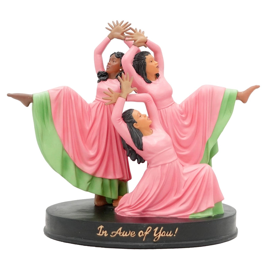 In Awe of You Figurine - Exquisite Pink and Green Decor by African American Expressions for Alpha Kappa Alpha Enthusiasts