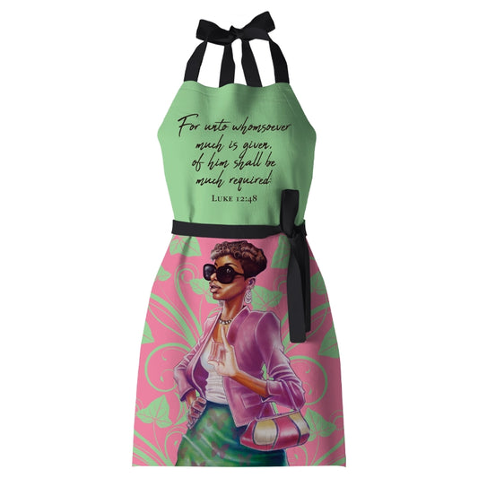 Pink & Green Apron with Inspirational Scripture by African American Expressions