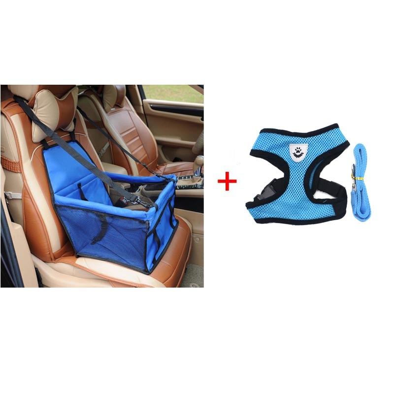 Stylish Dog Travel Set - Booster Seat, Seat Belt and Harness Vest.