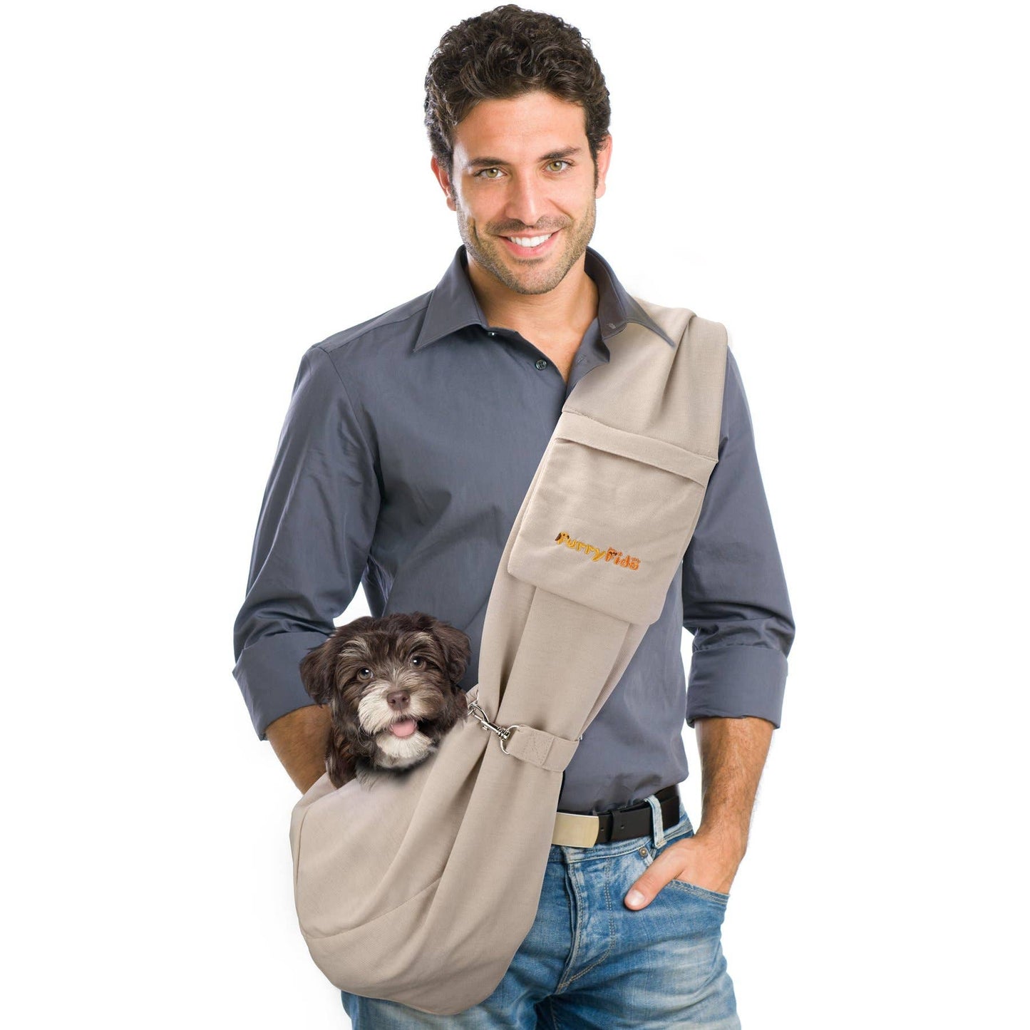 Furry Fido Pet Sling Carrier – Reversible, Hands-Free Travel for Small Pets