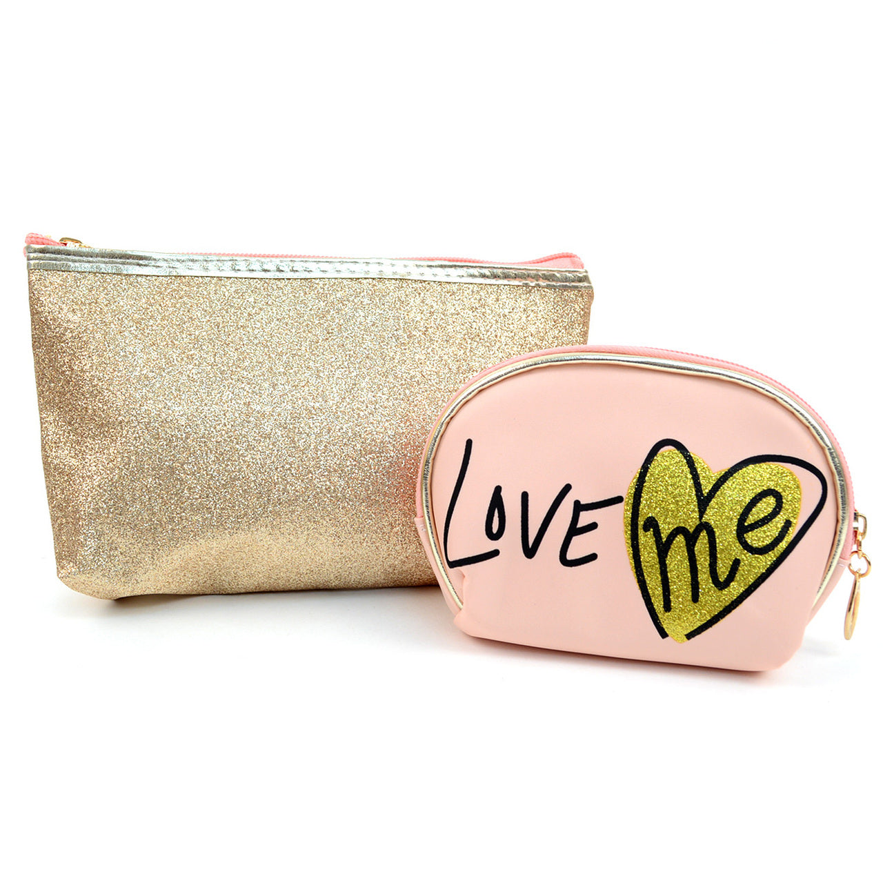 adies Clear & LOVE ME Printed Makeup Bag 3-Piece Set: Your Travel Essential