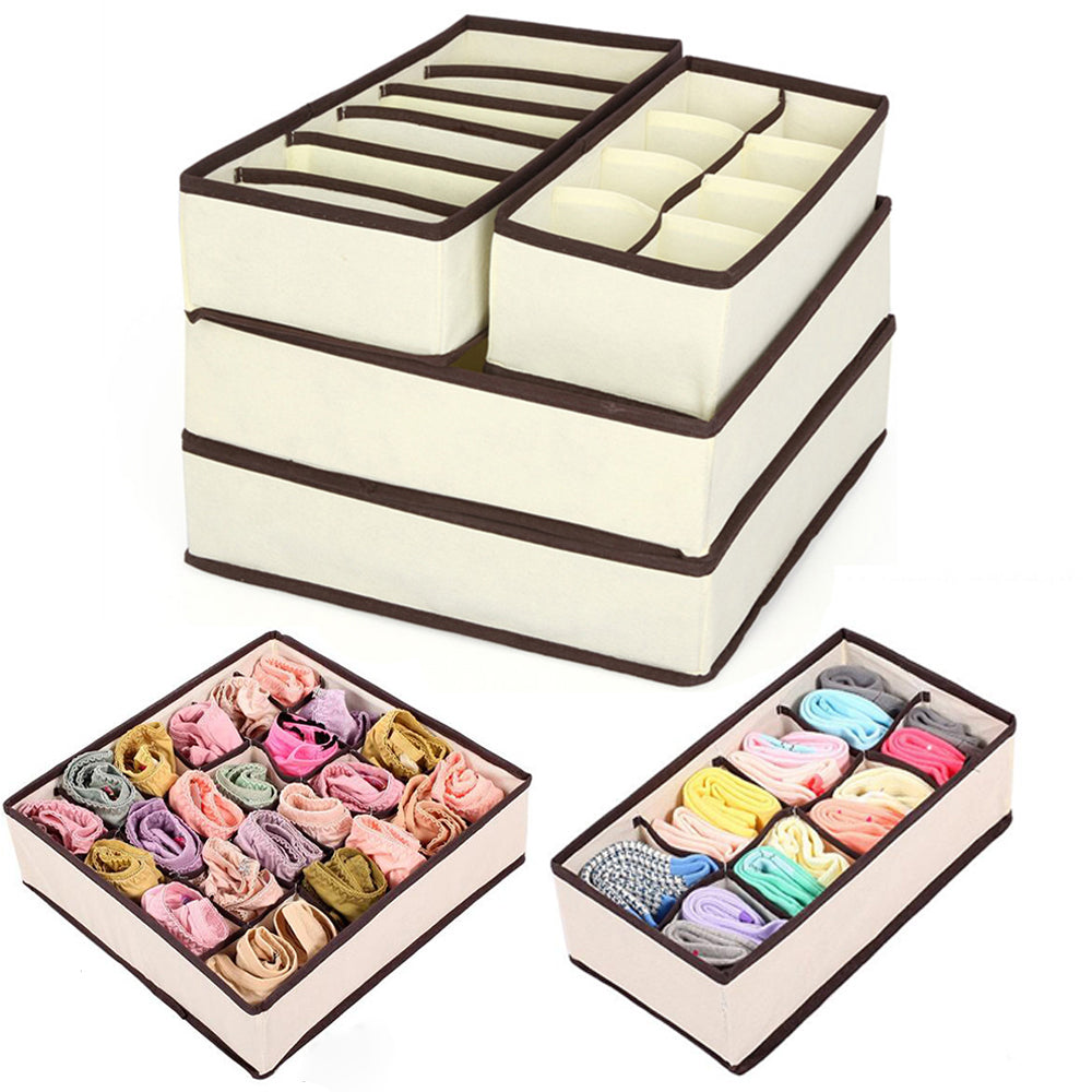 Multi-size Foldable Storage Boxes Underwear Closet Drawer Divider Lidded Closet Organizer Storage Box For Ties Socks Bra Bedroom